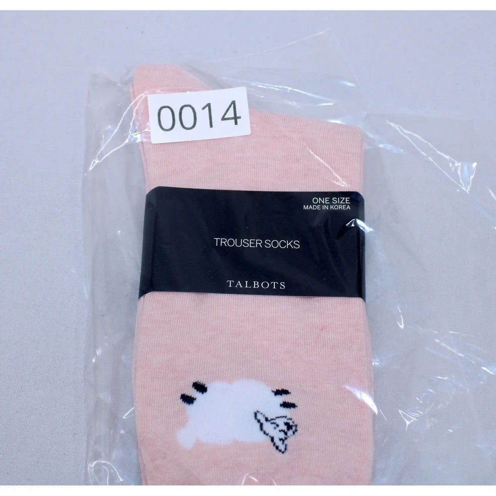 Talbots Pink Trouser Socks Sheep Motif One Size KR5120 New